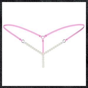 Dark Pink Pearl Bead Crotch G-string Panty